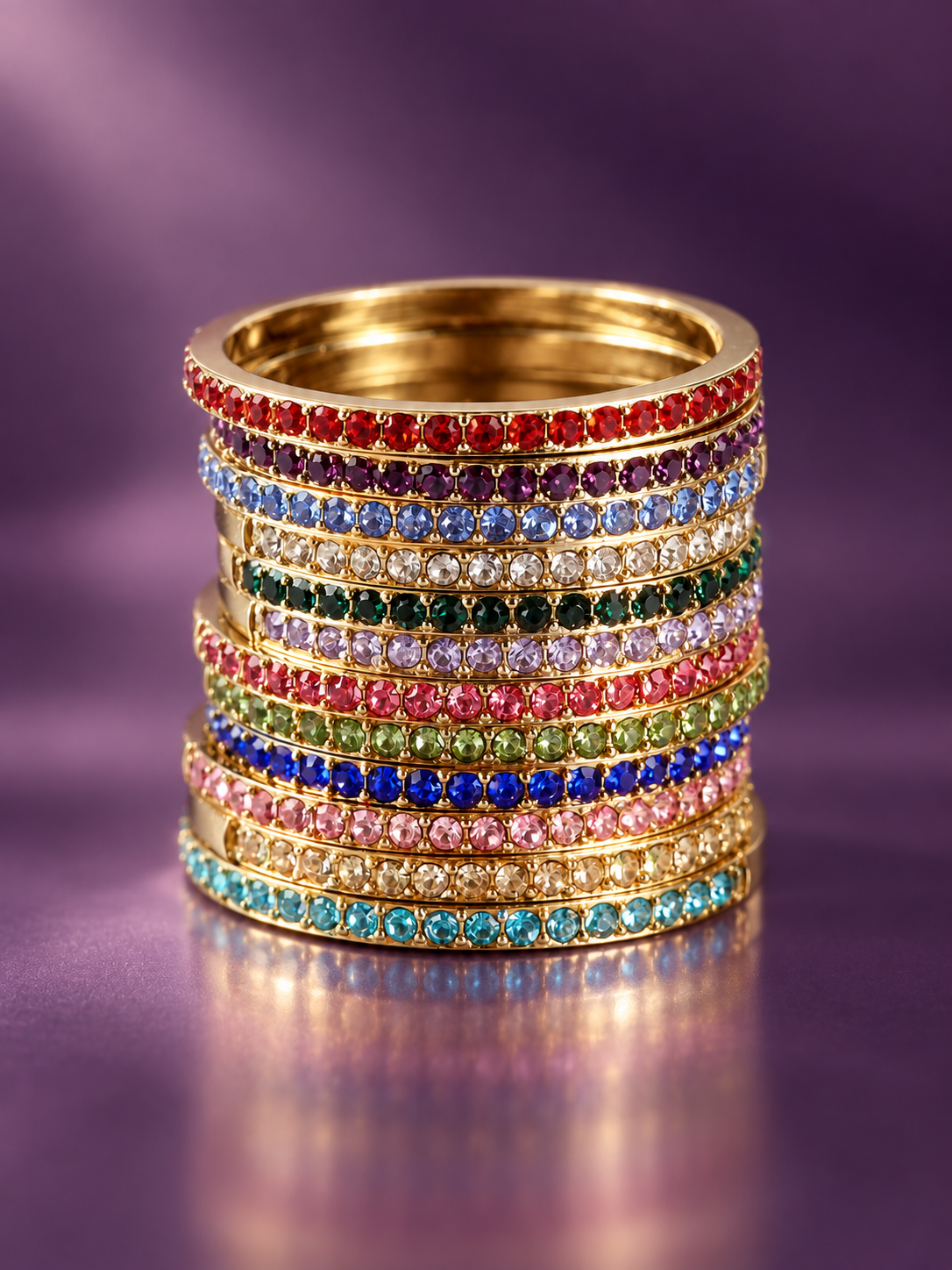 Birthstone Rings, Stainless Steel, 14K gold-plated, tarnish-free, rhinestones, anniversary gift, water-proof