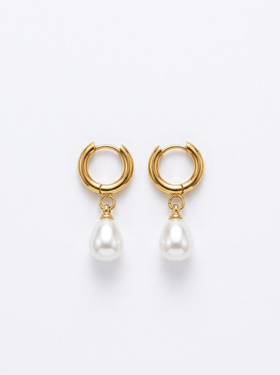 Pearl Droplet Hoops